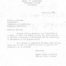 Letter, Colonel Charles Henderson interested in using UCLA Band, August 9, 1939