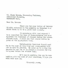Hedrick approves dismissal for assembly, October 16, 1939