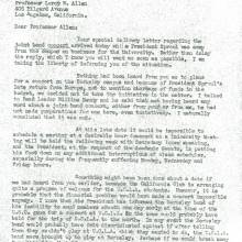 Letter to Leroy Allen, Doubts about Cal trip, page 1, October 10, 1938