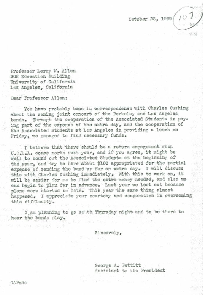 Letter to Allen regarding joint concert, October 28, 1939