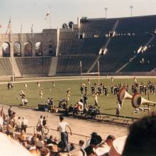 UCLA Band in Coliseum 1941 - the first year with Majorettes