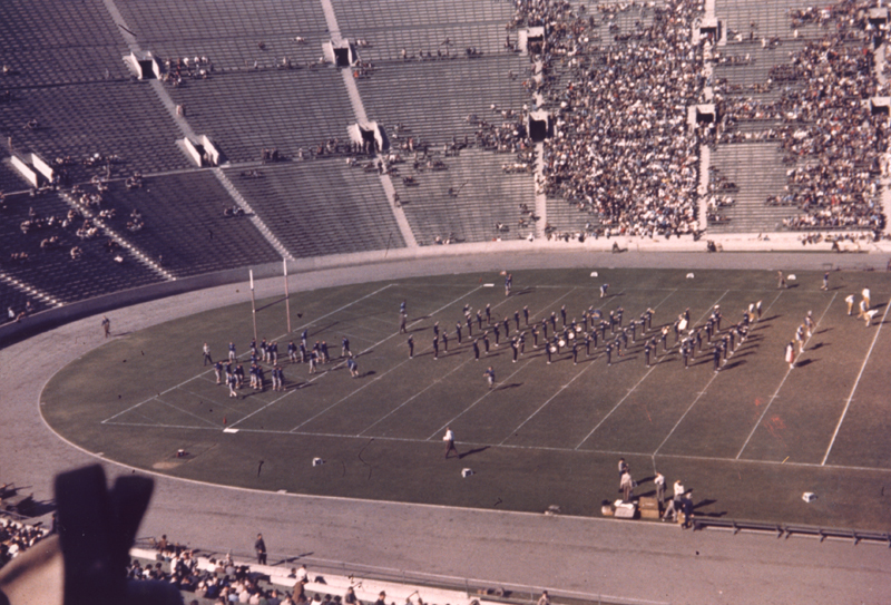 The UCLA Band in Coliseum 1941 - the first year with Majorettes