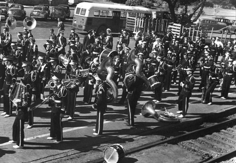 Band forming at Stanford, October 18, 1947