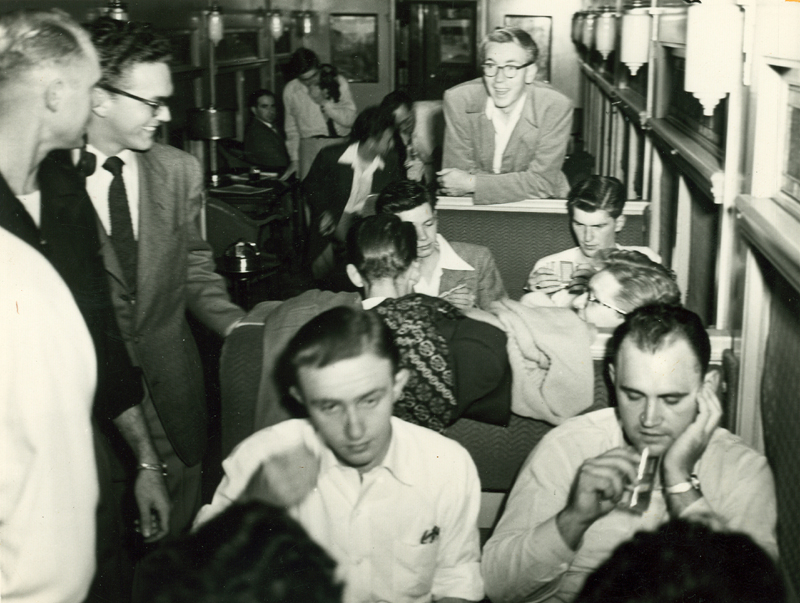 Band on train, en route to Berkeley, November 1948