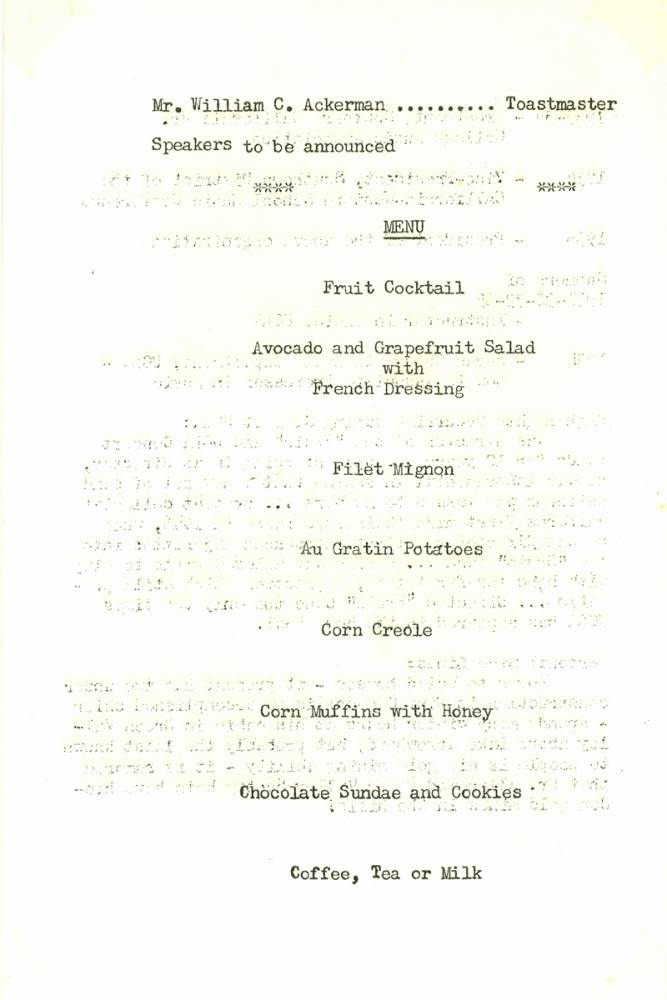 Menu, Allen Banquet, December 16, 1948