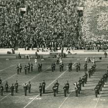 Band on field, St. Mary's football game, Coliseum, 1945