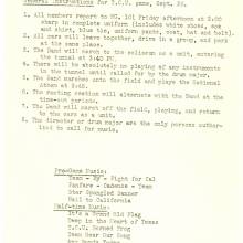 Band Instructions, T.C.U. game, September 25, 1942
