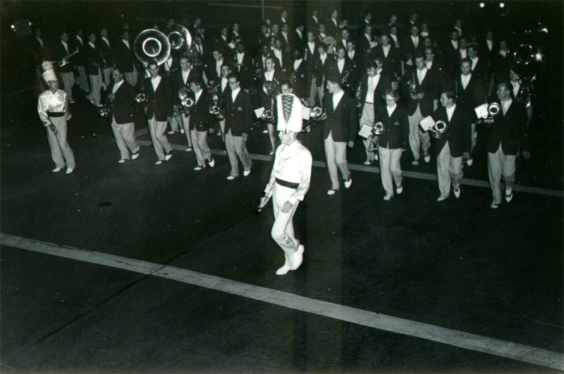 Band at rally/parade, Late 1940's