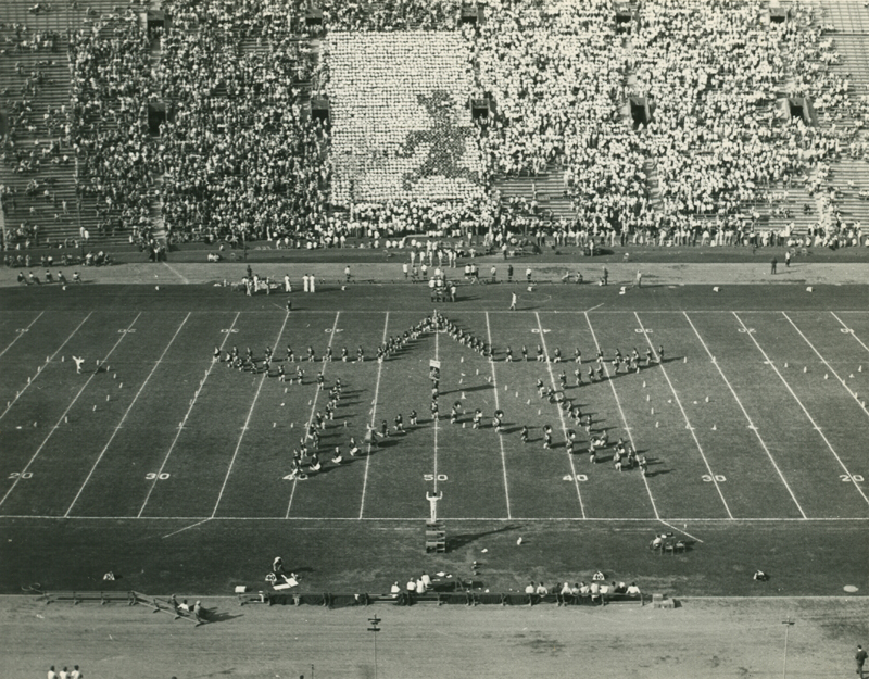 Star formation during "When You Wish Upon a Star," "Disney" show, Washington State game, September 30, 1950