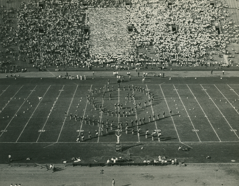 Skull formation during "Dead Man's Chest," "Disney" show, Washington State game, September 30, 1950
