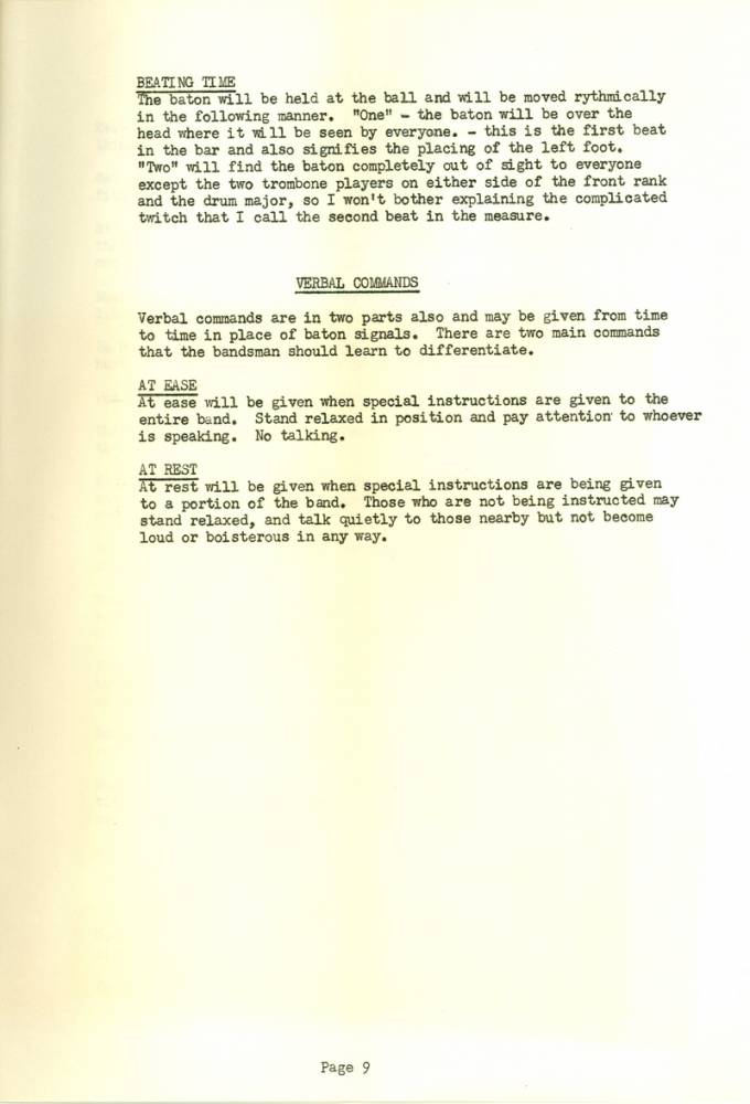 1953 Band Manual, Page 9