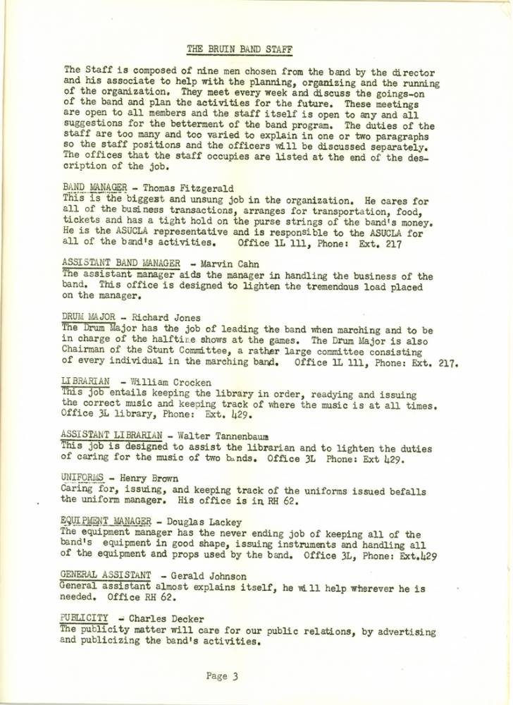 1953 Band Manual, Page 3