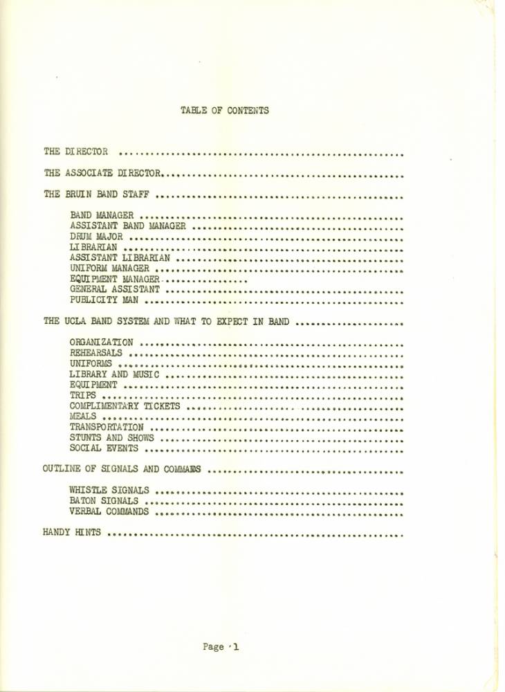 1953 Band Manual, Page 1