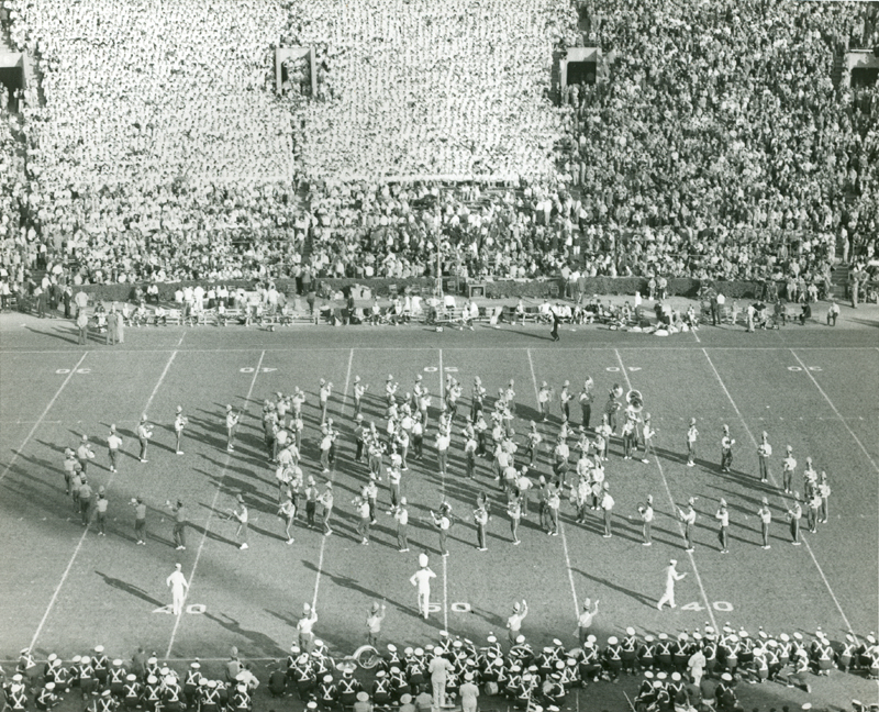 Band forming Olympic Rings, 1956 Rose Bowl, January 2, 1956 