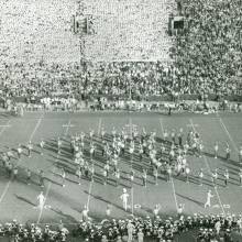 Band forming Olympic Rings, 1956 Rose Bowl, January 2, 1956 