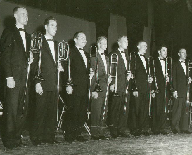 Trombones on stage, 1958
