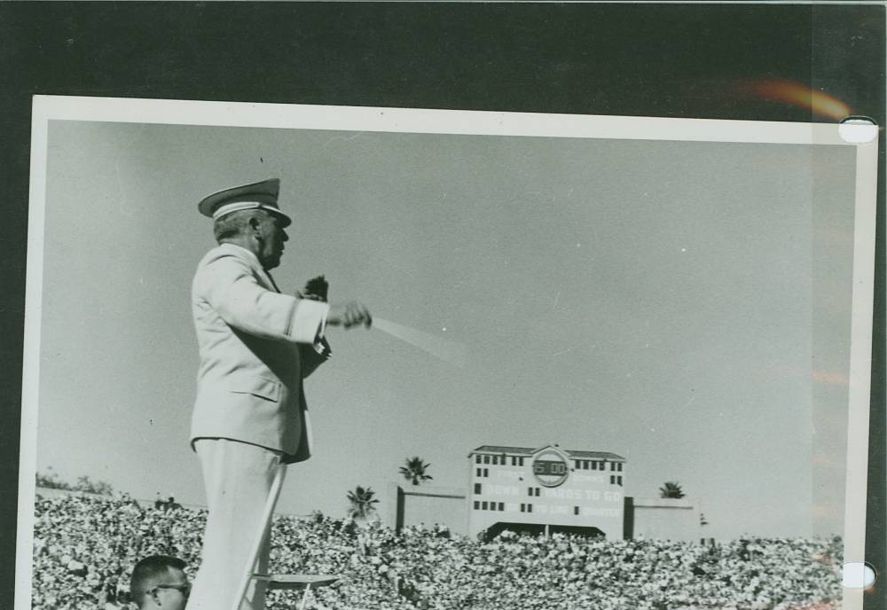 1950s Sawhill conducting at the Rose Bowl