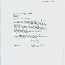 1960 113 Letter Chancellor Murphy Impressed