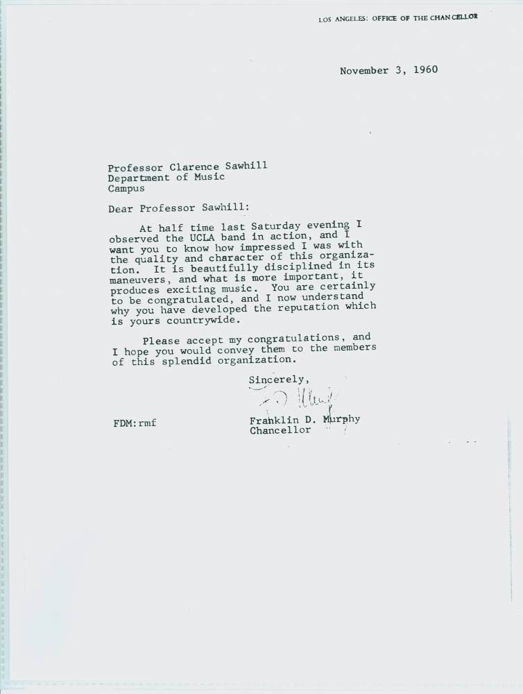 1960 113 Letter Chancellor Murphy Impressed