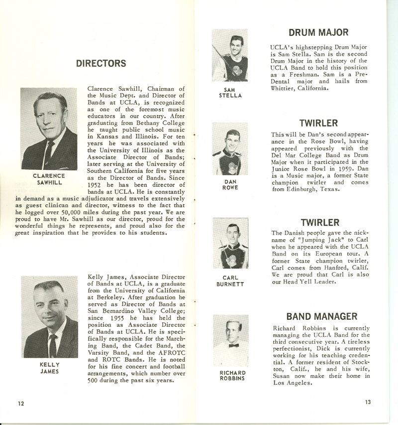 Band Press Release, pages 12-13, 1962 Rose Bowl