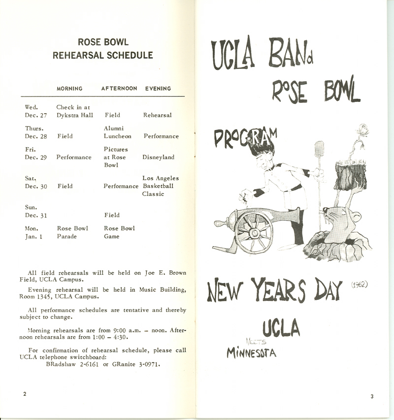 Band Press Release, pages 2-3, 1962 Rose Bowl