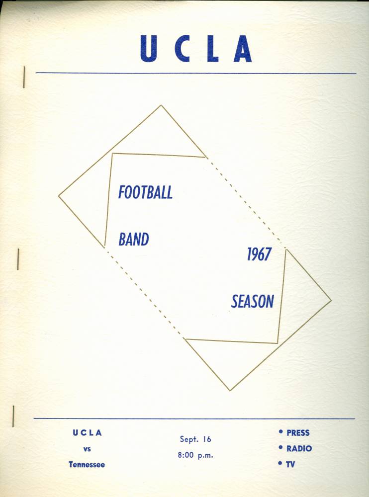 UCLA vs. Tennessee Band Program, Page 1 September, 16, 1967