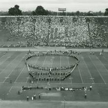 Balloon formation at Stanford, Stanford Stadium, October 21, 1967