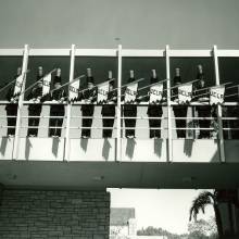 Flags photo, Ackerman Union, 1960's