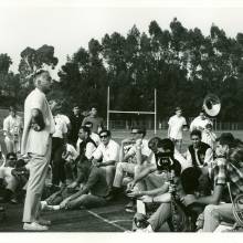 Kelly James addressing Band, IM Field, 1960's