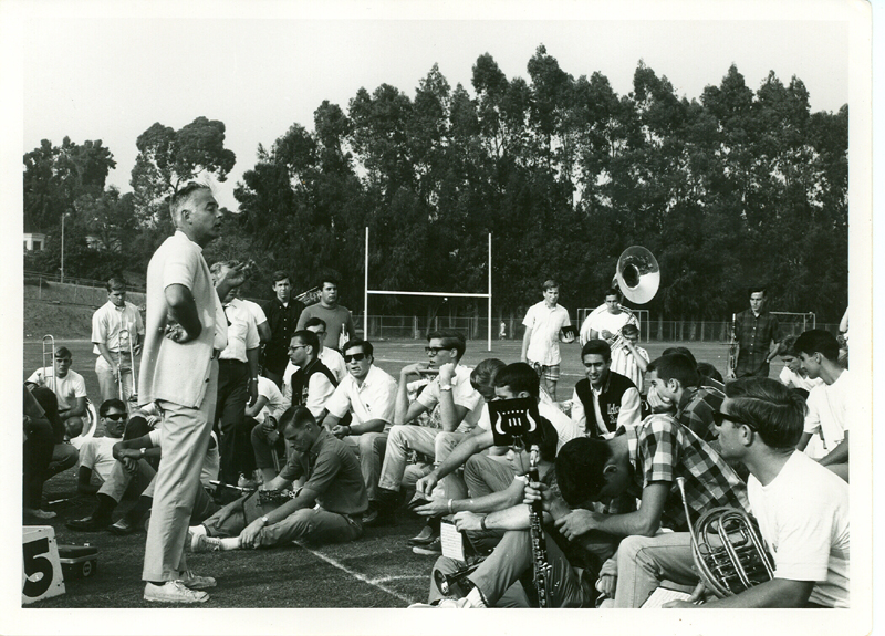 Kelly James addressing Band, IM Field, 1960's