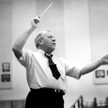Clarence Sawhill conducting in Band Room, 1960's