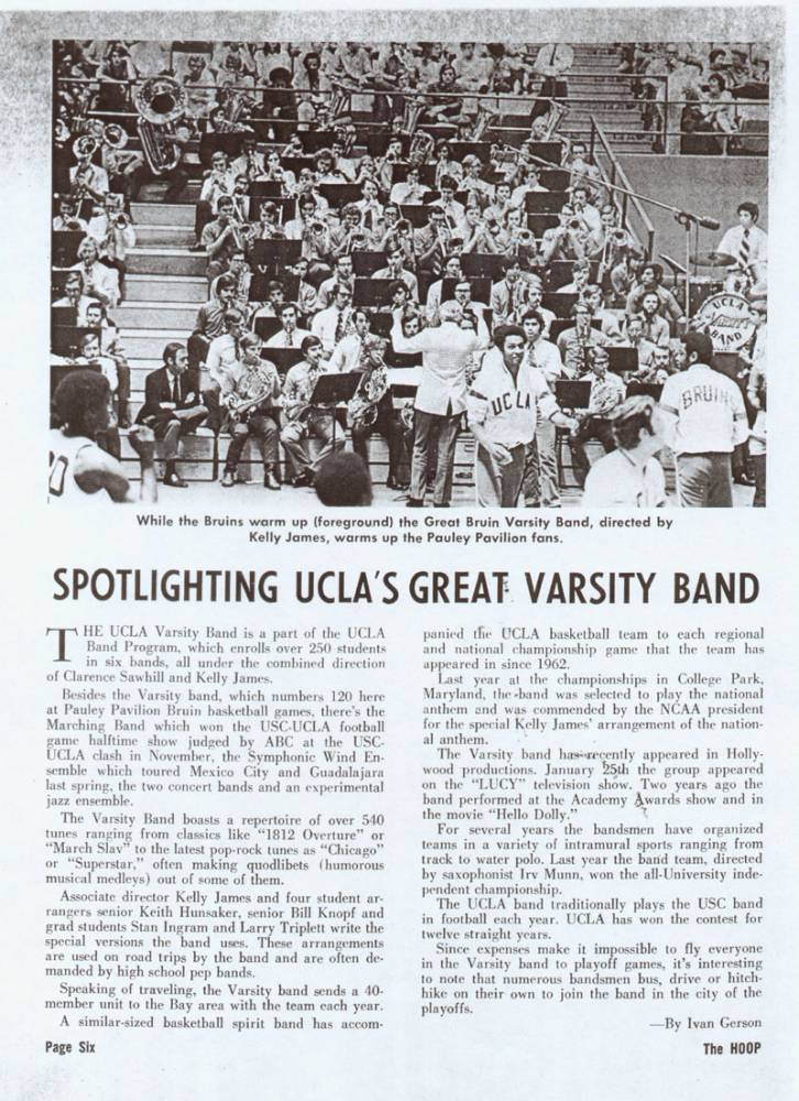 Varsity Band feature in The Hoop, 1970