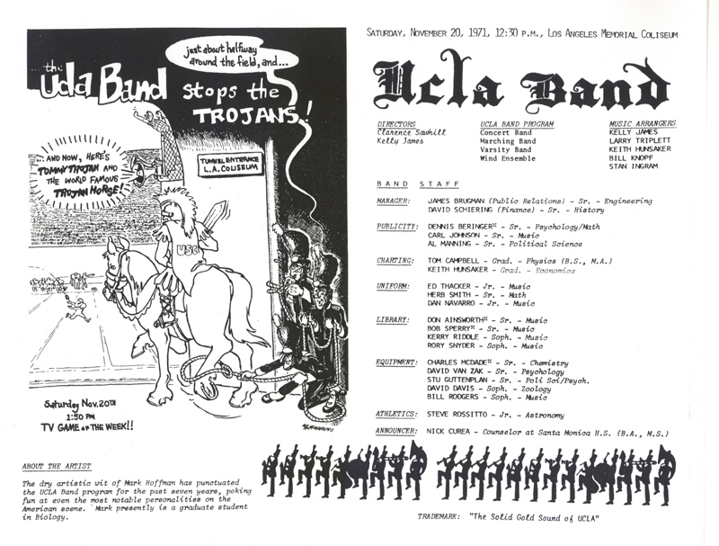 USC cartoon and UCLA Band staff, 1971