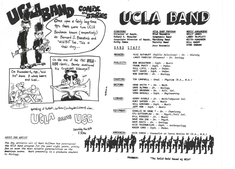 USC game flyer with cartoon, November 18, 1972