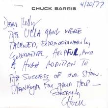 Letter from Chuck Barris, host of The Gong Show, to Kelly James, April 20, 1977