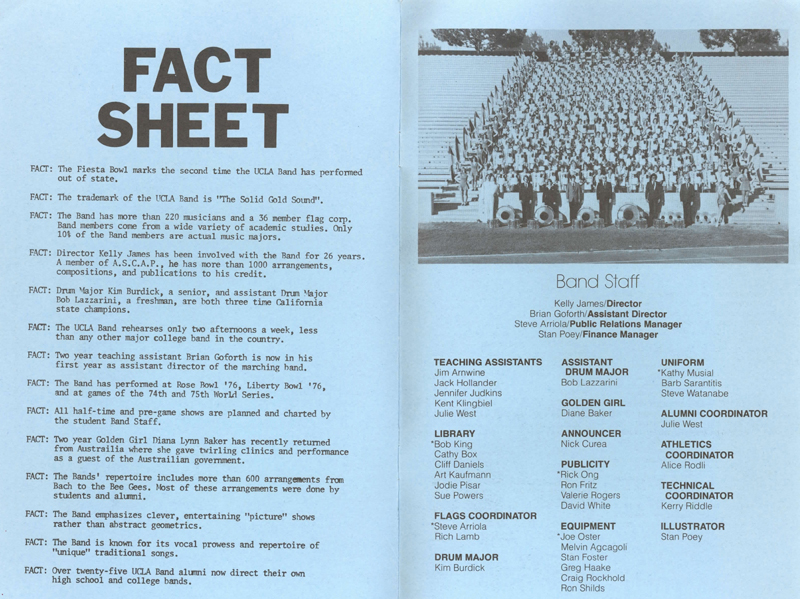 1976 Fiesta Bowl Band booklet, pages 5-6