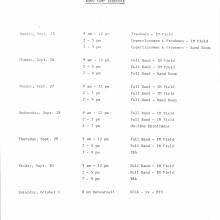 1983 Band Camp Schedule