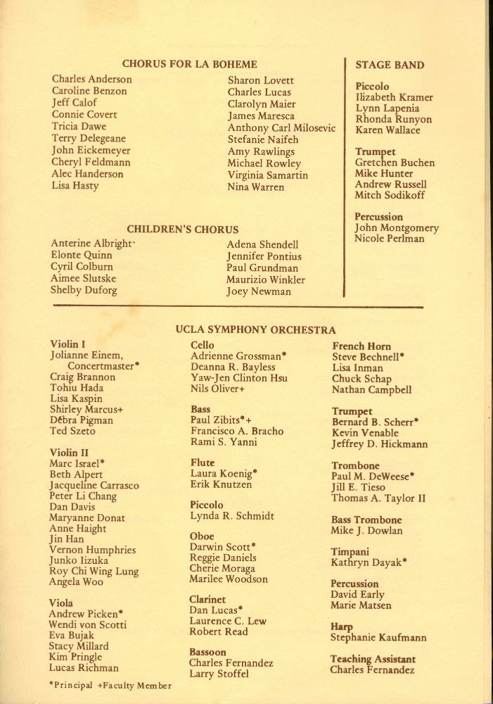 1985 05 10 La Boheme program - page 3