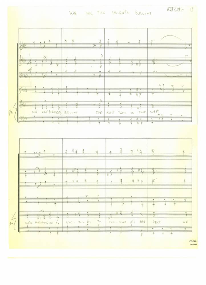 Original score for "The Mighty Bruins" composed in 1984 by Academy Award winning composer Bill Conti