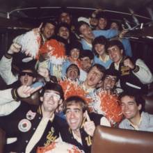 Band on bus after UCLA won 1985 NIT Championship