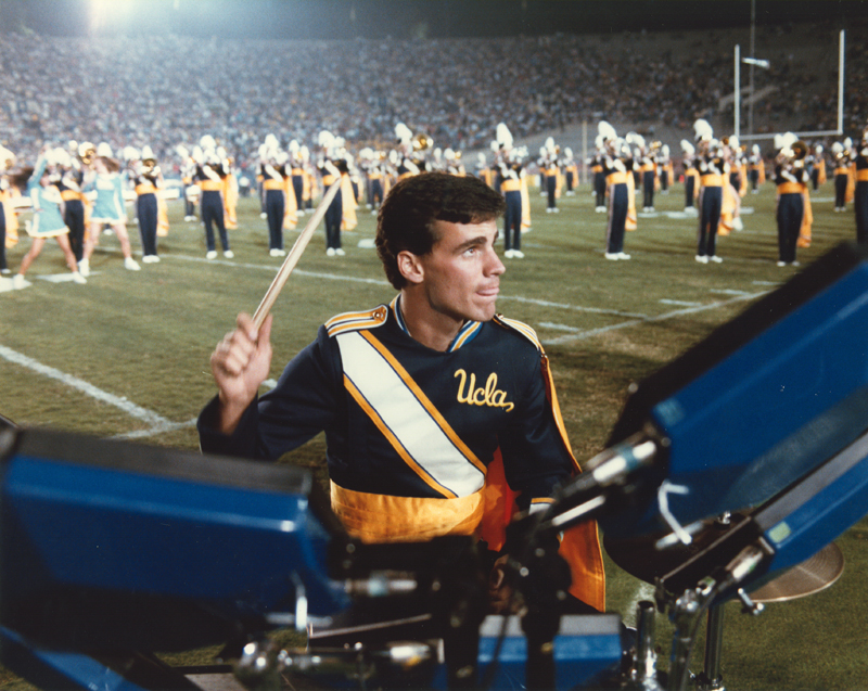 David Brandli playing the Simmons electronic drums, 1985