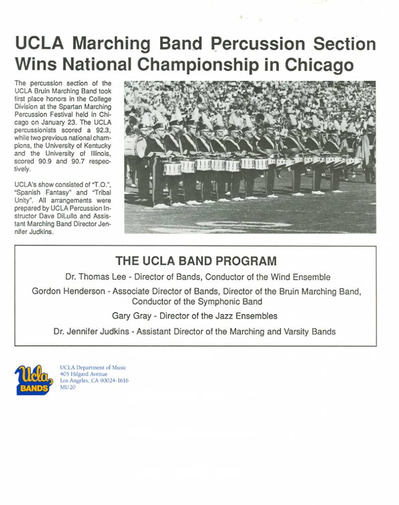 UCLA Bands Newsletter, page 4, 1988