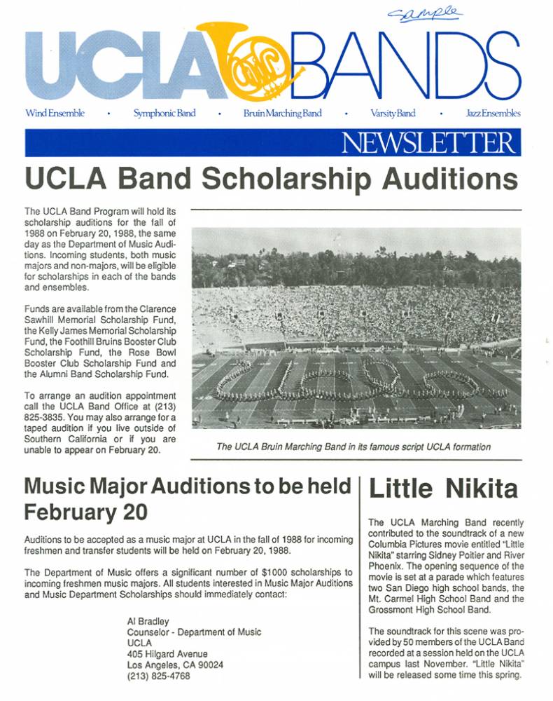 UCLA Bands Newsletter, 1988