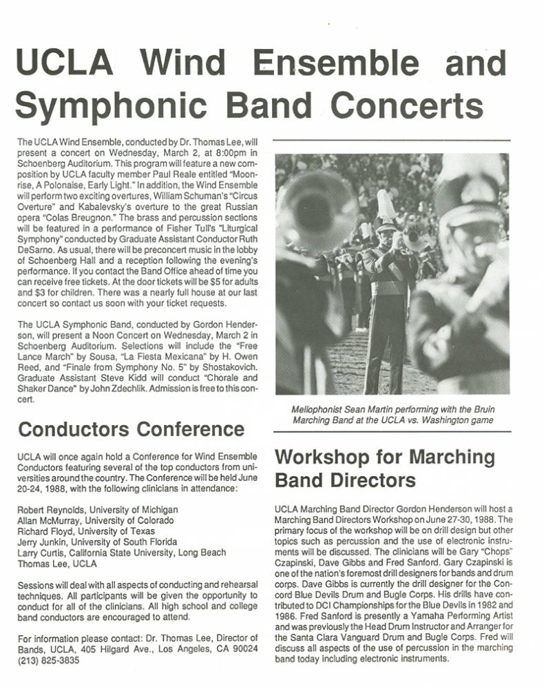 UCLA Bands Newsletter, page 2, 1988