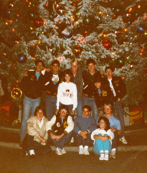 Band members at Disneyland prior to 1984 Rose Bowl, December 1983