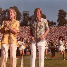 Surf rock duo Jan and Dean perform "The Little Old Lady from Pasadena" with Band, pregame, 1984 Rose Bowl, January 2, 1984