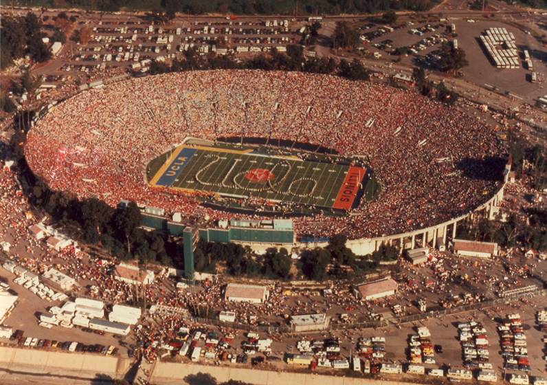 Script UCLA from blimp, 1984 Rose Bowl, January 2, 1984