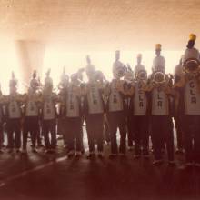Band under bridge, 1984 Tournament of Roses Parade, January 2, 1984