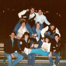 Band members at Disneyland prior to 1984 Rose Bowl, December 1983