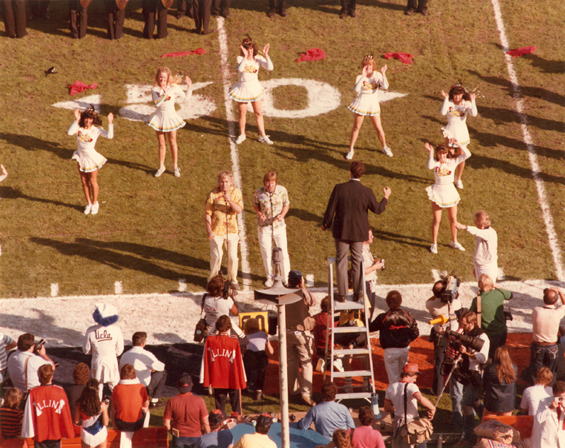 Surf rock duo Jan and Dean perform "The Little Old Lady from Pasadena" with Band, pregame, 1984 Rose Bowl, January 2, 1984